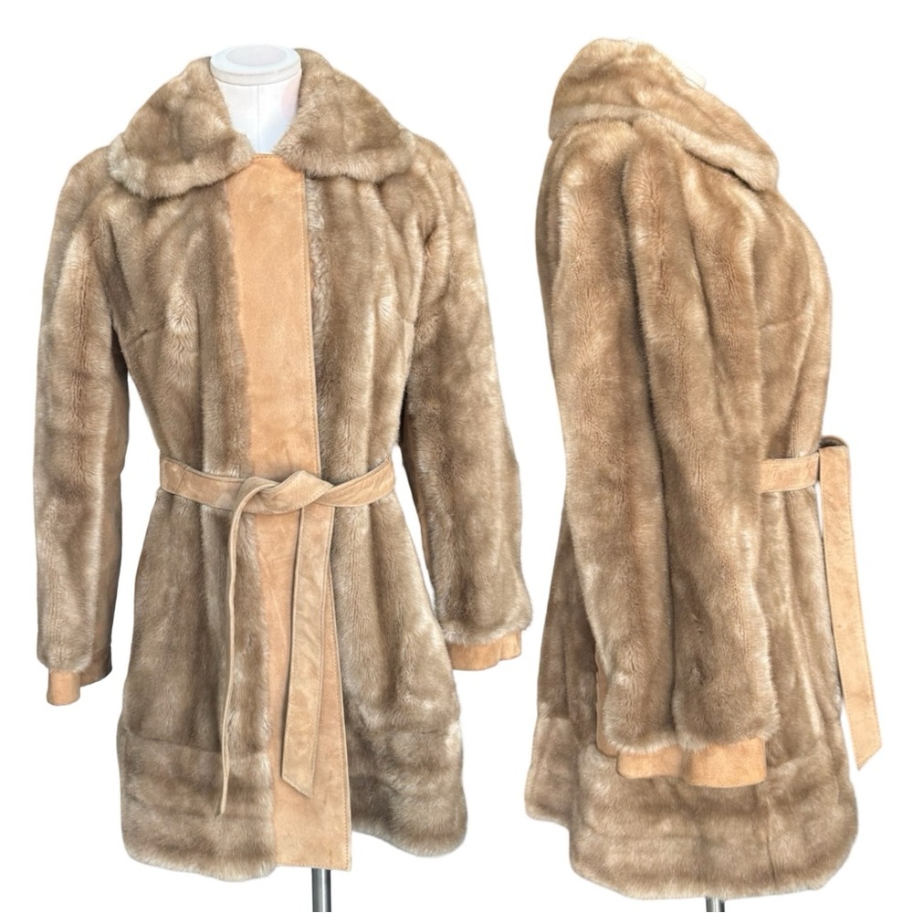 Vintage Lilli Ann Coat London Leathers Faux Fur and Leather Details 60s 70s